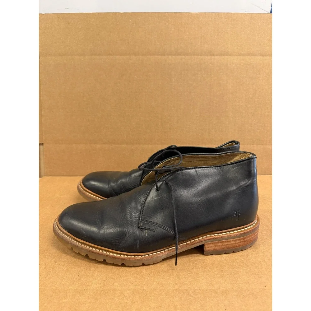 Frye James Lug Leather Lace Up Chukka Boots Black Mens Size 11D US